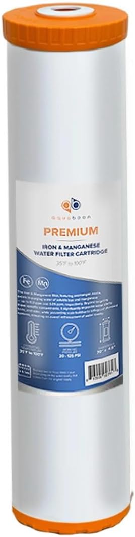 Aquaboon 5 Micron 20 x 4.5 Whole House Water Filter Replacement Cartridge Iron & Manganese for 1-Stage Water Filtration System 1 Pack