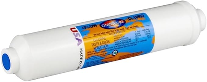 IPW Industries Inc. - Omnipure (CL10ROT33-B) - 10" x 2" T40 GAC Acid Washed Coconut Inline Filter - 1/4" NPT Granulated Activated Carbon (1-PACK)