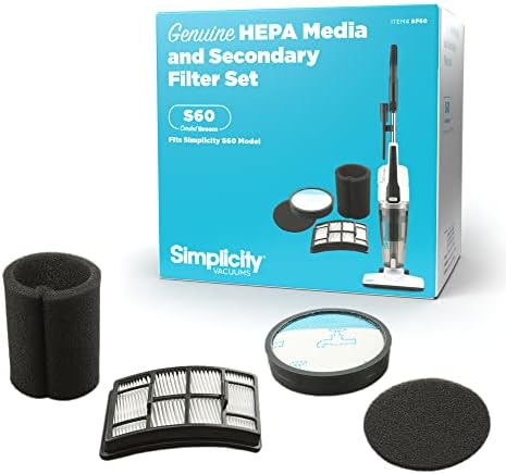 Simplicity Vacuums SF60 Certified Hepa Filter Set for Spiffy Bagless Stick Vacuum Cleaner, S60 Replacement Filter Only