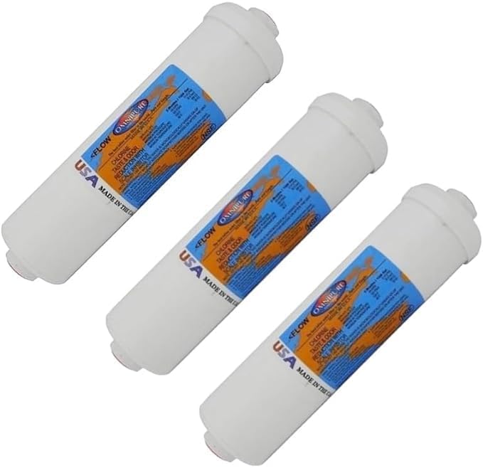 IPW Industries Inc - Omnipure (K5586-CC) - 10" x 2.5" GAC with Phosphate Inline Filter - 3/8" NPT for Ice Maker & Refrigerator Water Filter (3-PACK)