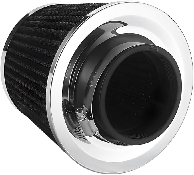 Clamp-On Car Air Intake Filter, 3 In/3.5 In/4 In Three Different Size High-Flow Washable Vehicle Air Cone Filter Cleaner, Round Tapered Auto Cool Cleaner Replacement, Universal Fit (Black)