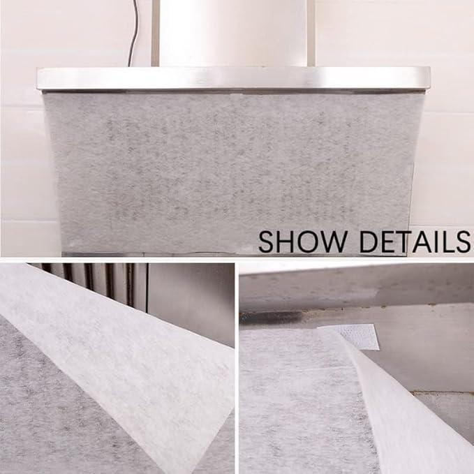 Disposable Kitchen Hood Oil Filter Paper Range Hood Grease Anti Oil Cotton Filter Cooker Hood Extractor Fan Filter Non-Woven (43cmx45cm/12pcs)