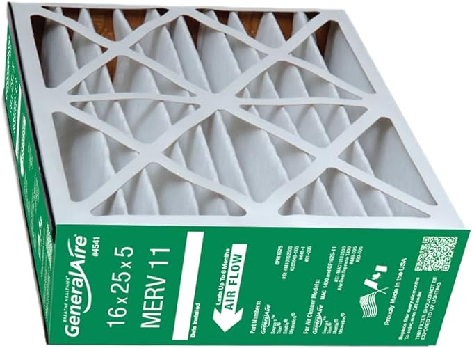 GeneralAire # 4541 MERV 11 for # GF 4511 ReservePro 16x25x5 furnace filter, Actual Size:15 5/8" x 24 3/16" x 4 15/16" Case of 3 Filters- MEASURE CAREFULLY BEFORE ORDERING !