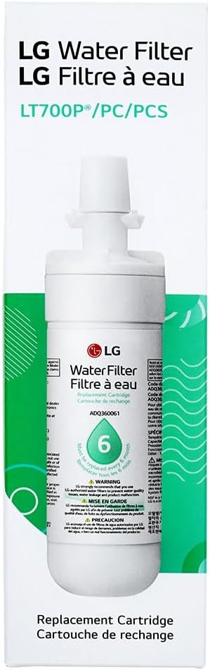 LG LT700P- 6 Month / 200 Gallon Capacity Replacement Refrigerator Water Filter (NSF42 and NSF53) ADQ36006101, ADQ36006113, ADQ75795103, or AGF80300702 , White , Single