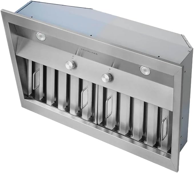 Hauslane Range Hood Insert 30 Inch, Hood Vent for Kitchen | Low Noise Performance, Professional-Grade Baffle Filters, LED Lamps, Stainless Steel Ductless Hood, Built in Range Hood 18.5” Deep