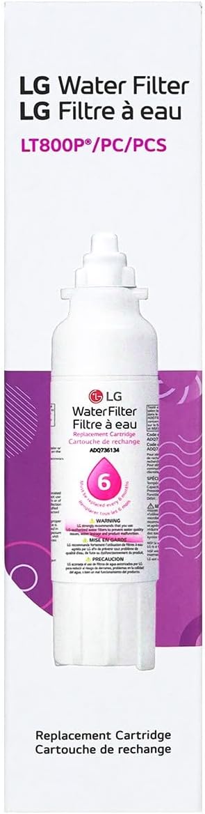 LG LT800P- 6 Month / 200 Gallon Capacity Replacement Refrigerator Water Filter (NSF42 and NSF53) ADQ73613401, ADQ73613408, or ADQ75795104, White