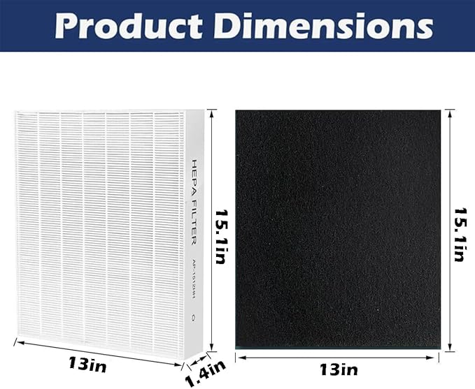 Goodsby 2 Pack Replacement H13 True HEPA Filters Pack for Coway Air Purifier AP1512HH AP-1512HH-FP AP-1518R AP-1519P and Airmega 200M, 2x True HEPA Filters and 8x Activated Carbon Pre Filters (2)