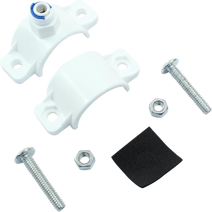 Waziaqoc Drain Saddle Valve with 1/4 Inch Quick Connect, Plastic Drain Saddle Valve, Water Hose Pipe Adapter for Under Sink Reverse Osmosis System, White