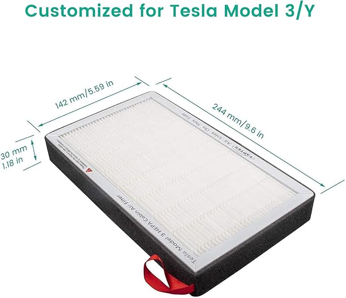 TAPTES HEPA Air Filter for Tesla Model 3 Model Y 2016-2025, Cabin Air Filter Replacement 2 Pack with Activated Carbon,For Model 3 Model Y Accessories