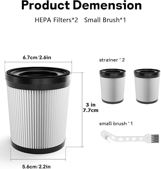 Leemone Filter Replacement Compatiable with Fabuletta FSV101 & FSV001, Lubluelu 202, Girnoor G160 & G165, Afoddon A300, Oraimo OSV-102, Besswin W26, VacLife VL732 Cordless Vacuum Cleaners, 2 Pack