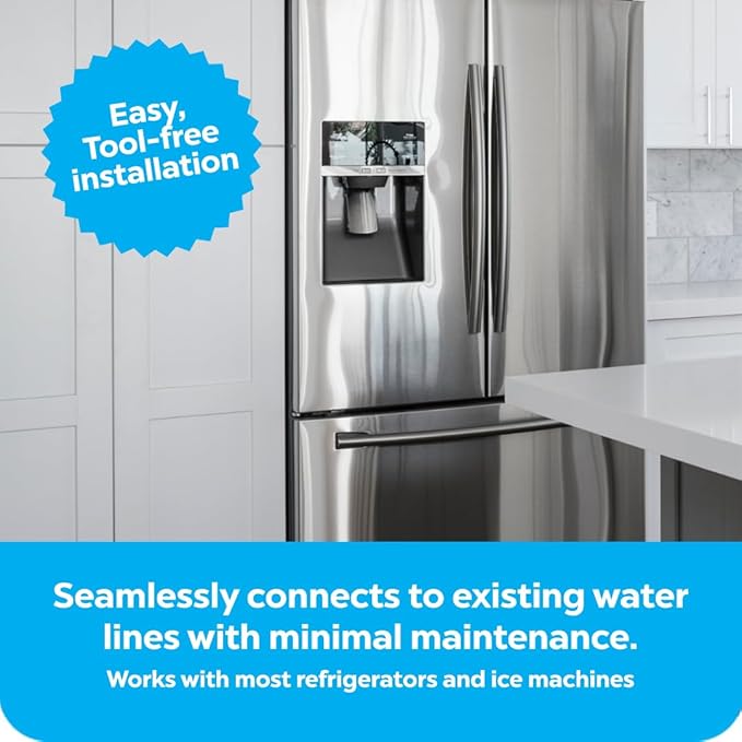 Clearbrook RF10-S Refrigerator Filter System, Inline Filtration, 1/4 inch Compression Stainless Steel Hose, Compatible with Refrigerators and Ice Machines