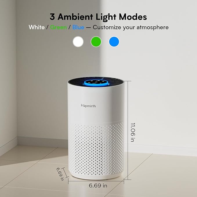 Upgraded Air Purifiers for Bedroom & Home with H14 True HEPA Filter, Covers Up to 1280ft², 360° Air Intake, Quiet Pet Air Purifier, Fragrance & Timer,Removes Smoke, Pet Dander & Pollen,White