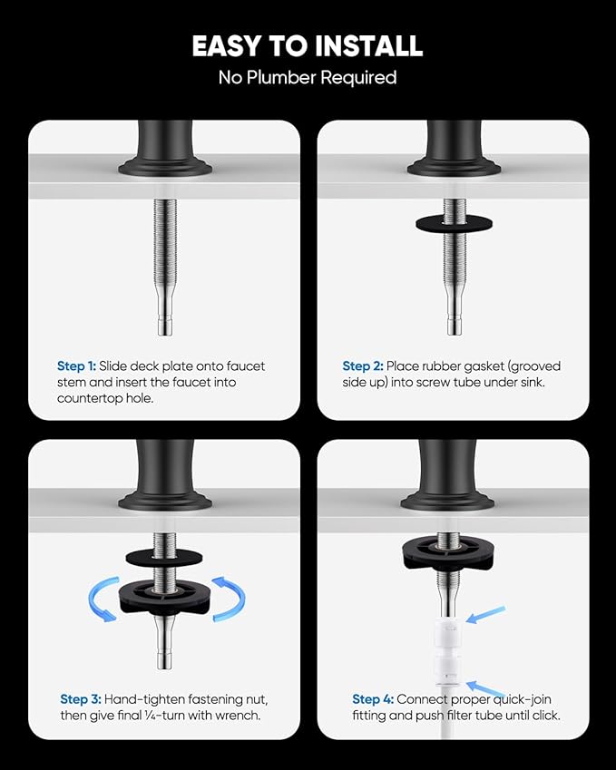 WEWE Vintage Drinking Water Faucet, Lead-Free Stainless Steel Kitchen Water Filter Faucet for Reverse Osmosis System, Non-Air Gap RO Beverage Faucet, Matte Black