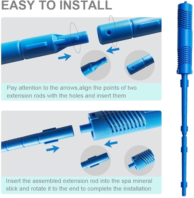 Spa Mineral Sticks for Hot Tub Supplies,Hot Tub Stick with 4 Months Lifetime Universal for Pool&Hot Tub (Blue,2PCS)