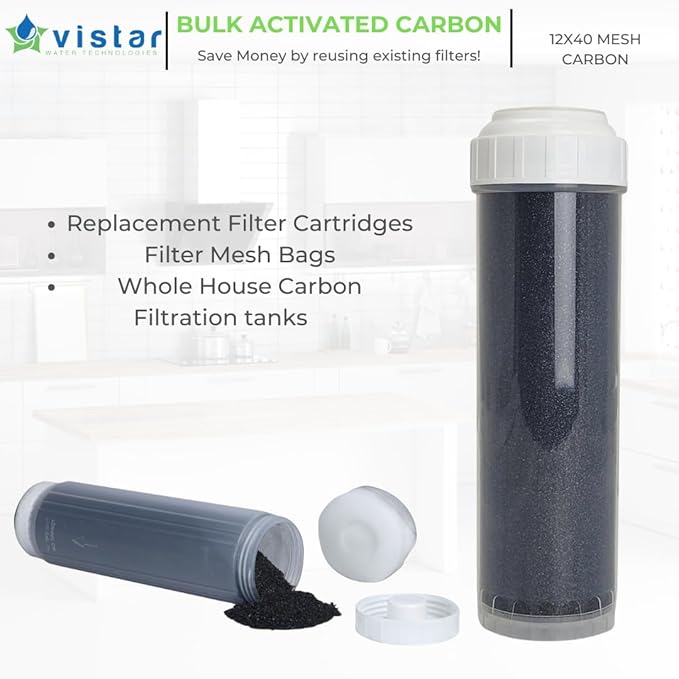 American Water Solutions - 5lbs Activated Coconut Shell Granular Carbon Charcoal 12X40 Mesh for Water Filtration/Air Filtration Systems.