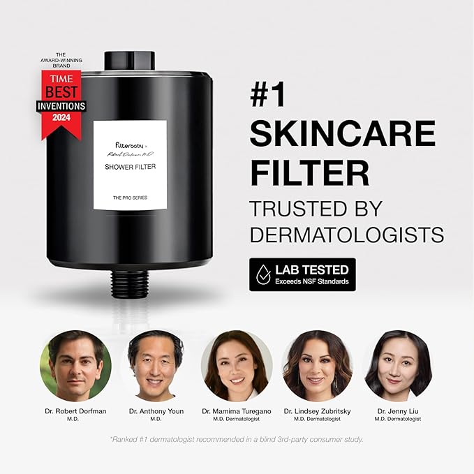 Filterbaby Titanium Shower Filter Pro - IAPMO Certified to NSF 177 Standard, Doctor Developed, Reduce up to 99% Chlorine/Chloramine/Lead/Certain Heavy Metals, Great Water Pressure,Long Lasting, Black