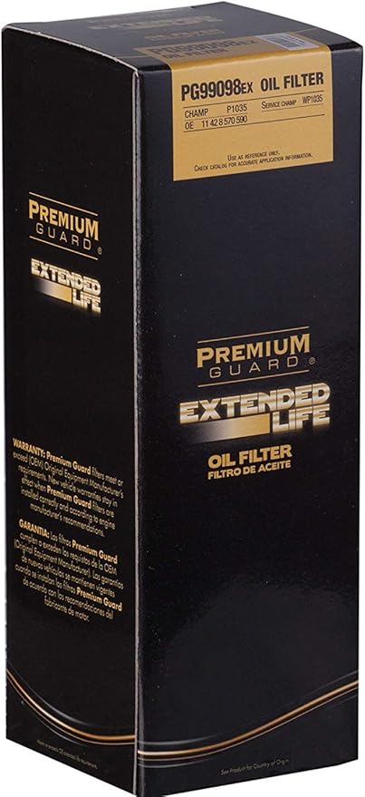 PG99098EX Extended Life Oil Filter up to 10,000 Miles | Fits 2016-19 BMW X1, 2018-19 X2, 2014-19 Mini Cooper, 2017-20 Cooper Countryman, 2016-19 Cooper Clubman, 2014-18 BMW 220i (Pack of 6)