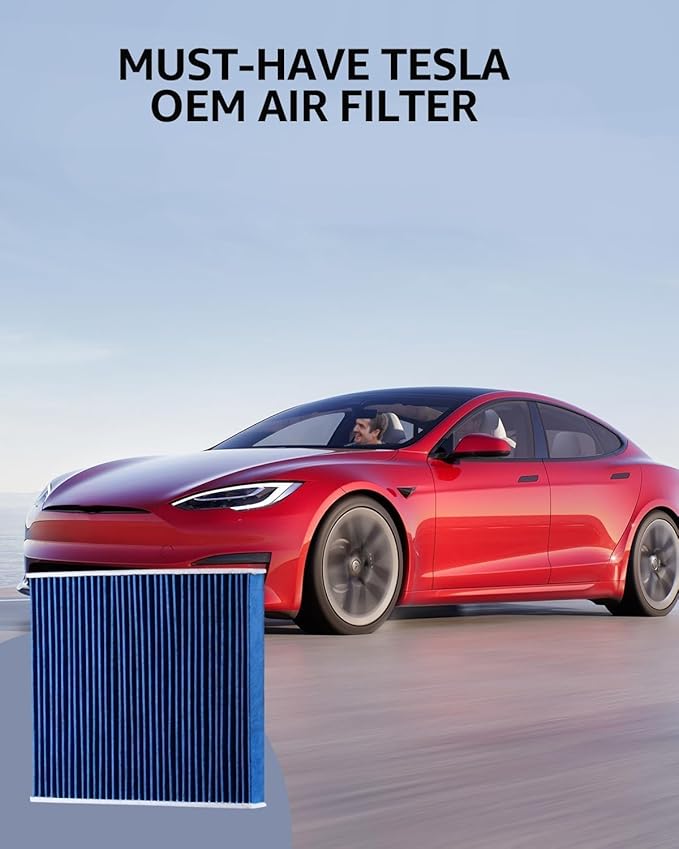 BASENOR 2026-2022 Tesla Model S Model X Cabin Air Filter with Activated Carbon Air Filter Replacement (Proprietary Design) Tesla Model S Plaid Model X Plaid Interior Accessories