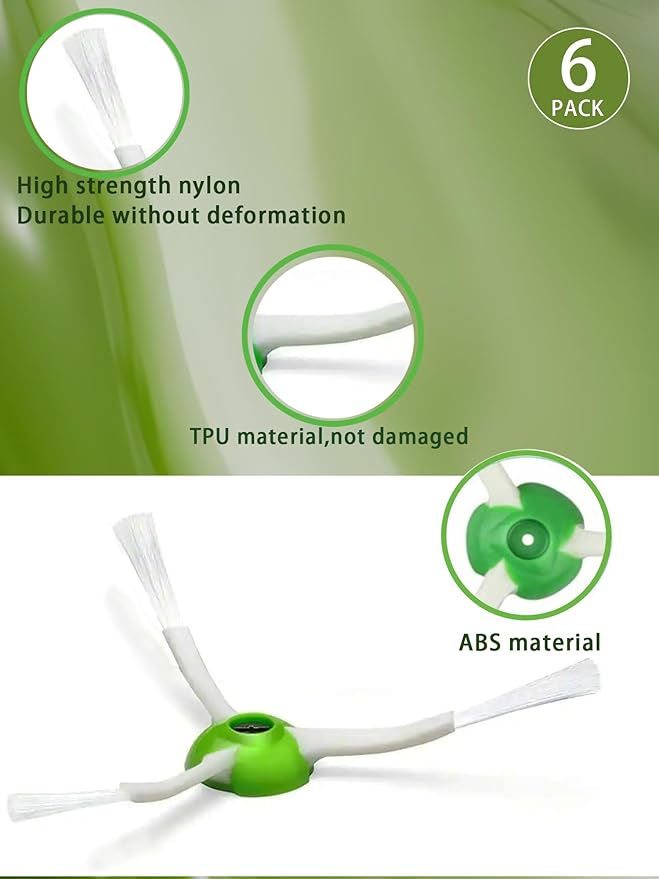 Replacement Accessories Part for iRobot Roomba i1+, i2+, i3+, i4+, i5+, i6+, i7+, i8+, j5+, j6+, j7+, j8+, j9+, E5, E6, E7. Kit with 8 Dust Bags, 6 Rubber Rollers, 9 HEPA Filters, 6 Side Brushes