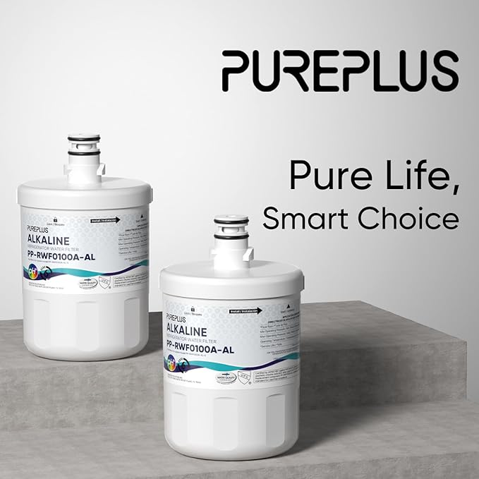 PUREPLUS Alkaline 5231JA2002A Replacement for LG LT500P, ADQ72910901, GEN11042FR-08, Kenmore 9890, 469890, HDX FML-1, ADQ72910907, LSC27925ST, LFX25974ST, LFX25973D, Refrigerator Water Filter, 3Pack