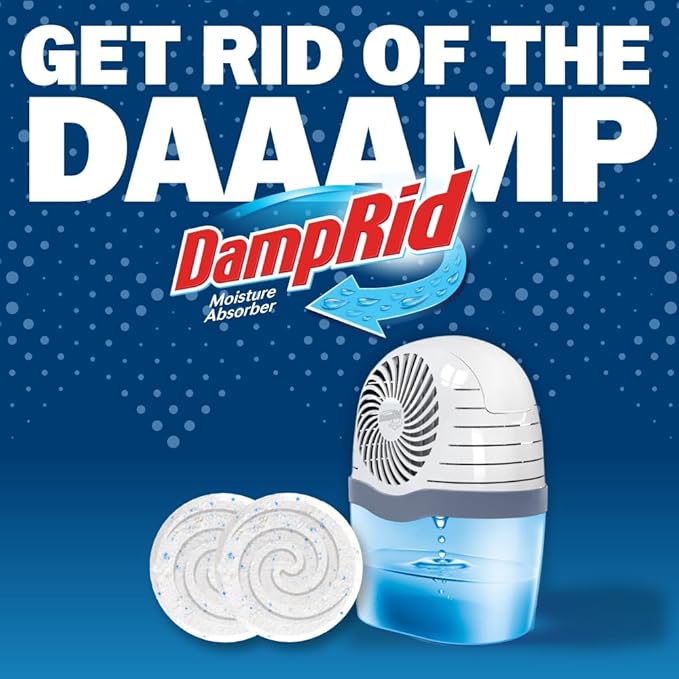 DampRid Reusable Moisture Absorber with 4 Drop-In Tablets, Fragrance Free, 15.8 oz., Attract and Trap Excess Moisture & Eliminate Musty Odors for Cleaner, Fresher Air