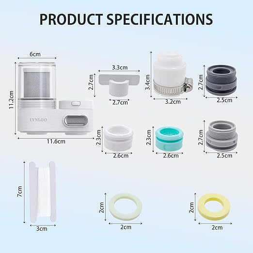 Faucet Filter, Push Button, Dual Spray Modes, Mechanical Switch Button - 350 Gallons Water Purifier for Sink, NSF Certified Reduces Chlorine & Bad Taste with 1 Replacement