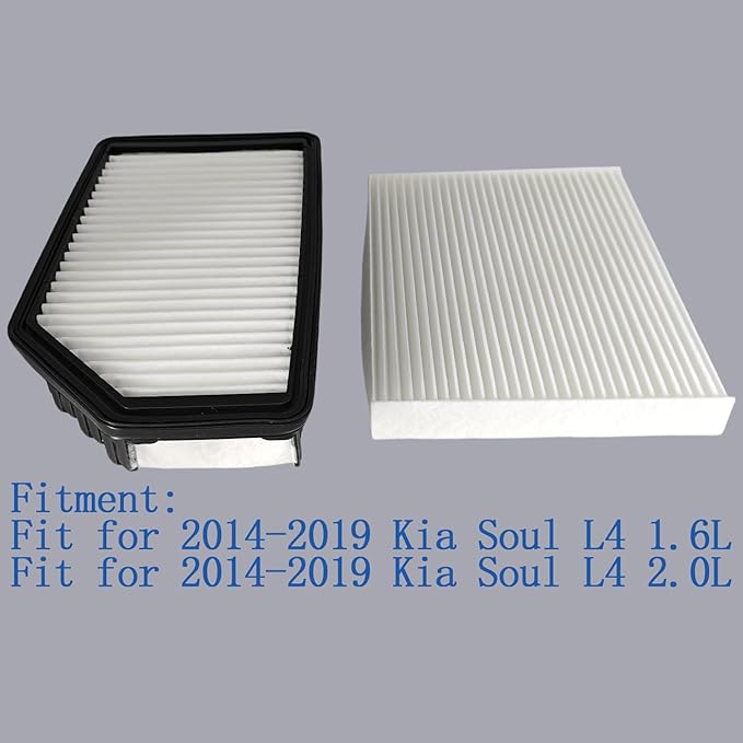 Engine & Cabin Air Filter Fit for 2014-2019 Kia Soul L4 1.6L 2.0L Replace 281131R100 28113B2000 97133B2000