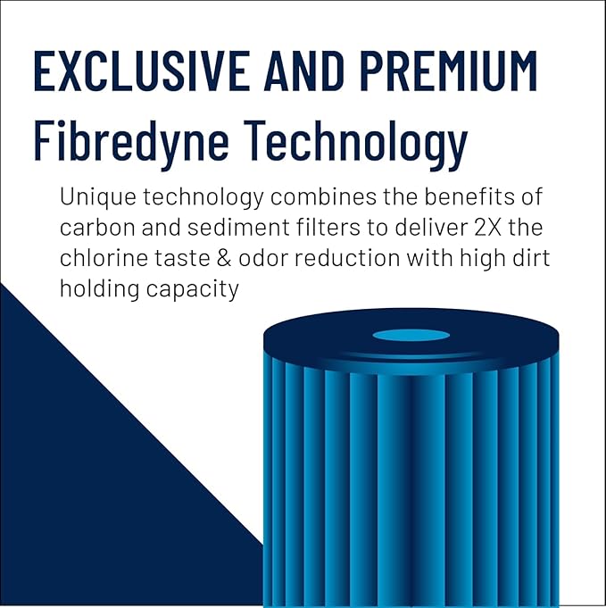 Pentek FloPlus Protect 20BB Big Blue Carbon Water Filter, NSF Certified to Reduce PFAS, 20-Inch, Whole House Carbon Fibredyne Replacement Cartridge, 20" x 4.5", 1 Micron