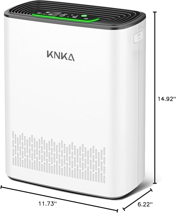 KNKA Air Purifier for Home Large Room Bedroom Up to 1123 Ftยฒ in 1 Hr, Washable Filters, AQI Display, Turbo Mode, Auto & Sleep Modes, HEPA Air Cleaner for Dust, Pet Hair, Pollen (APH3000)