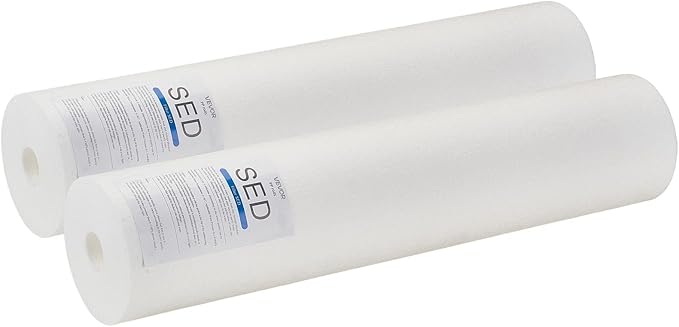 VEVOR Sediment Water Filter Cartridge, Universal Fit 20 x 4.5 Inch, 5 Micron SED Whole House Replacement Filter, 100,000 Gal Capacity, Reduces Sand, Rust, Dirt, and Particles, 2Pack