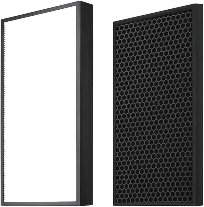 Nispira Replacement HEPA Carbon Filter Set Compatible with Panasonic Air Purifier Models F-ZXHP55Z, F-ZXHD55Z, F-PXH55A, F-VXH50A, F-PXM55A, F-PXH55C, True HEPA + Activated Carbon, 1 Set