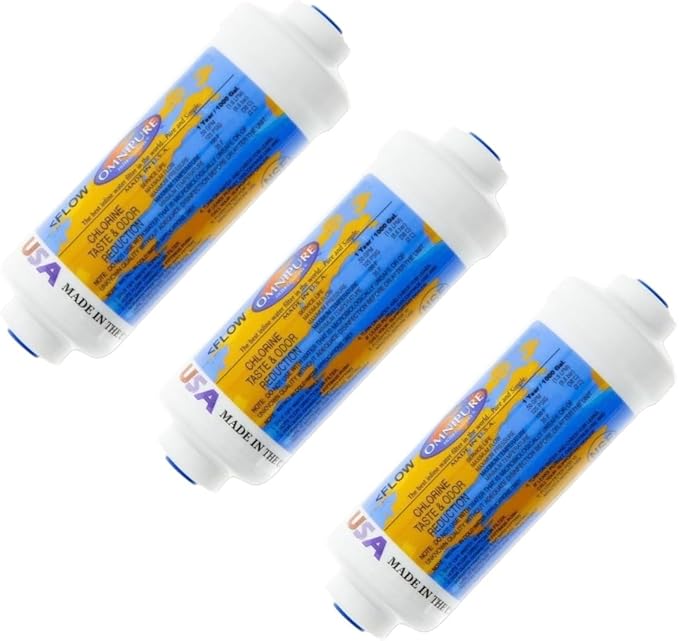 IPW Industries Inc. - Omnipure (K2340-JJ) T40 GAC Coconut Carbon Inline Filter - 6" x 2" & 1/4" OD Filter for Post Reverse Osmosis System (3-PACK)