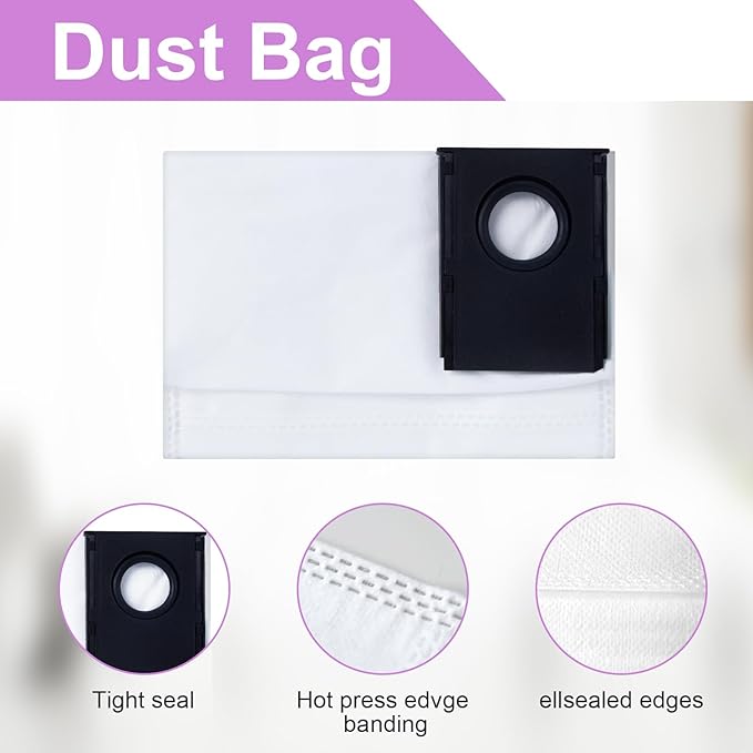 Accessories Kit for Eureka J15 Pro Ultra Robot Vacuum Cleaner Replacement Parts. 1 Main Roller Brush, 4 Hepa Filters, 4 Mop Pads, 4 Side Brushes, 4 Dust Bags, 1 Brush