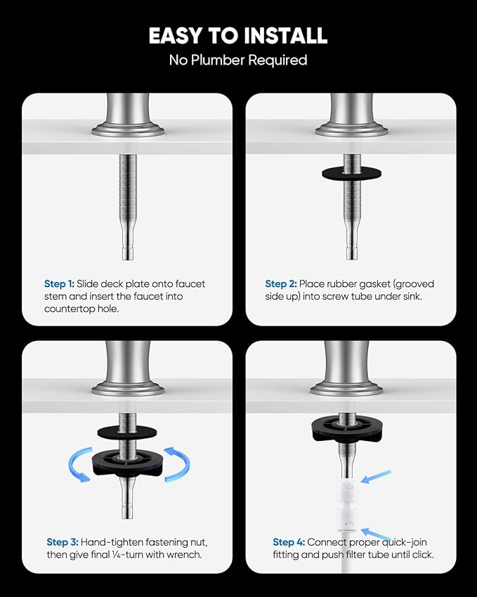 WEWE Vintage Drinking Water Faucet, Lead-Free Stainless Steel Kitchen Water Filter Faucet for Reverse Osmosis System, Non-Air Gap RO Beverage Faucet, Brushed Nickel
