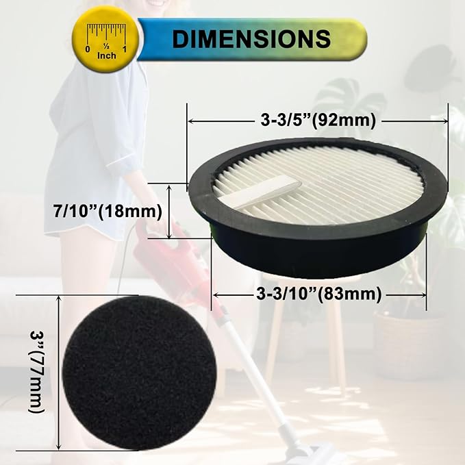 4 Pack HEPA Vacuum Replacement Filters Compatible with AFNOP Acevac11 Cordless Vacuum Cleaner, with 4 Pack Sponge Sets