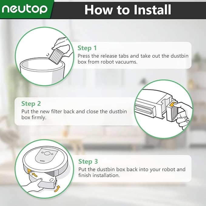 Neutop Filter Compatible with iRobot Roomba Combo j7+, Combo j9+, 10 Max, Robotic Vacuum and Mop Replacement Filter Parts, High-Effiency HEPA, 6-Pack
