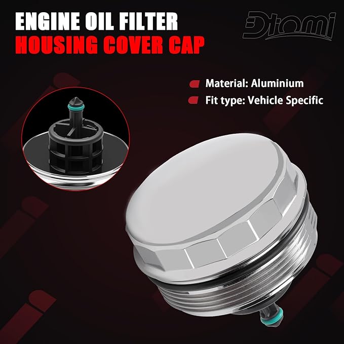 Aluminium Oil Filter Housing Cover Cap Compatible With BMW Vehicle N52 N20 N54 N55 323i 525i 128i 325Xi 328Xi 330Xi 335Xi 525Xi 528Xi 530Xi 535Xi 740Li X3 X5 X6 2006-2016 Replace# 11427525334, 917056