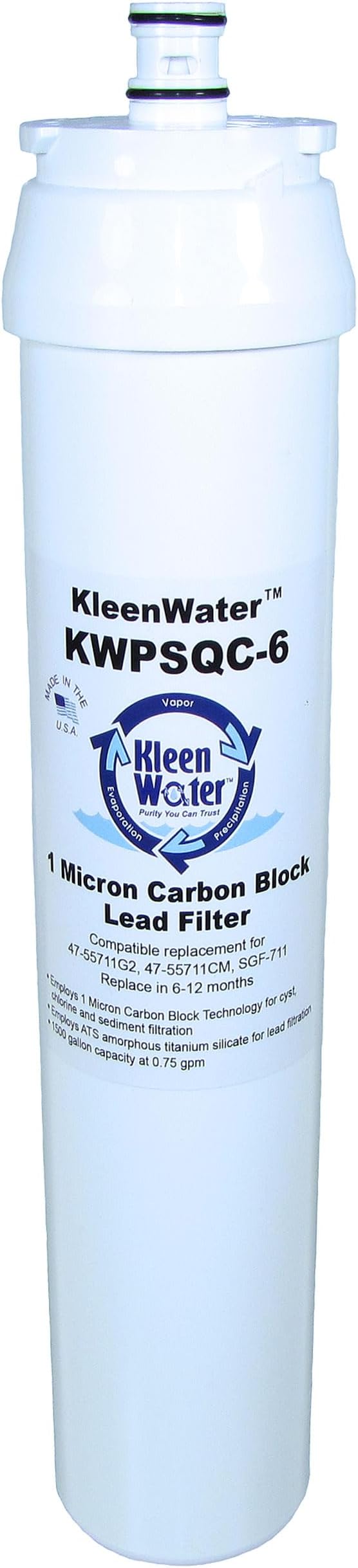 KleenWater KWPSQC-1-4-6 Water Filter Set - Sediment, Carbon Block and Lead Removal Filters Included