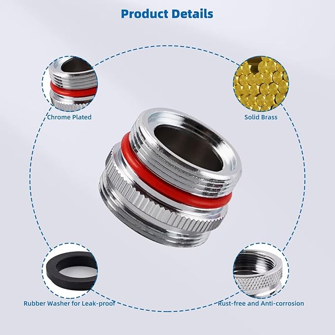 iFealClear 11 PCS Brass Faucet Adapter Kit, Kitchen Sink Aerator Adapters Fit Faucet with Removable Aerators, Male Female Thread Sink Faucet Adapter for Bathroom, Kitchen and RVs Faucets