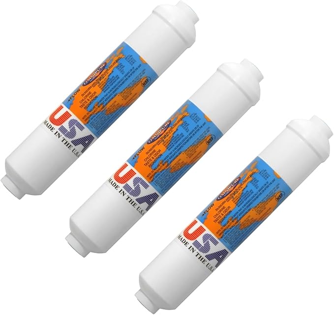 IPW Industries Inc-Omnipure - (K2533-JJ) - 10" x 2" T40 GAC Coconut Carbon Inline Filter 1/4" OD Quick Connect / 3 Pack