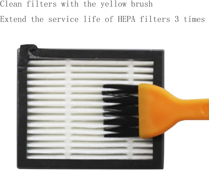Replacement Parts Compatible with iRobot Roomba I, E & J Series i7 i7+ i2 i3 i3+ i4 i4+ i6 i6+ i8 i8+/Plus j6+ j7, 1 Set of Multi-Surface Rubber Brushes, 6 HEPA Filters, 6 Side Brushes