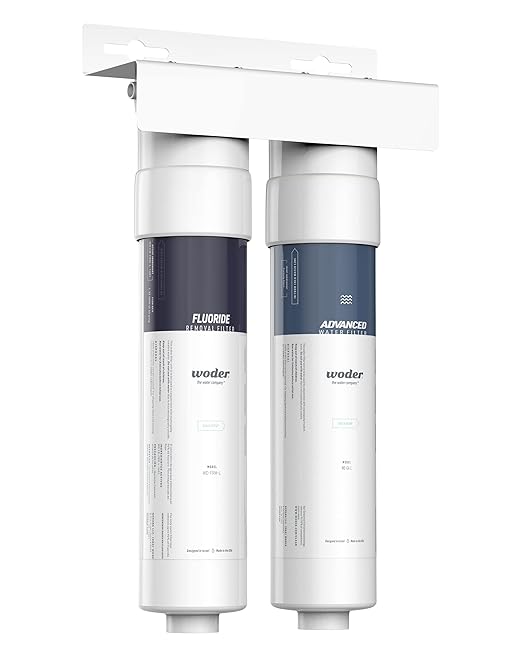 Woder Dual Stage Inline Water Filter, Up to 95% Fluoride Removal, John Guest Fittings, Removes PFAS, Lead & Chlorine, Keeps Essential Minerals, WQA Certified, US Made