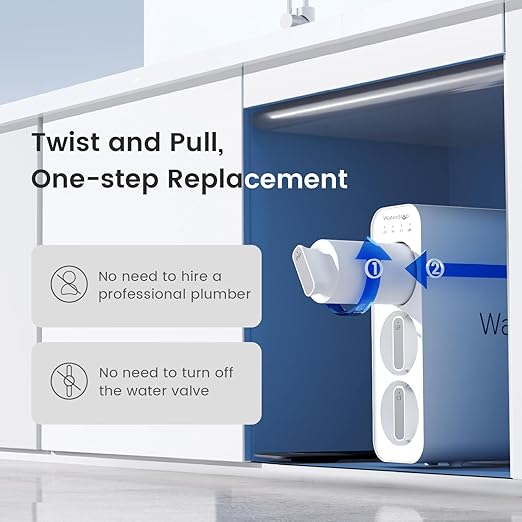 Waterdrop TSU 0.01ΞΌm Ultra-Filtration Under Sink Water Filter System, 3-Stage Tankless Undersink Water Filtration with Faucet, Smart Panel, Does not Lower TDS (πππ ππ), Drilling Required