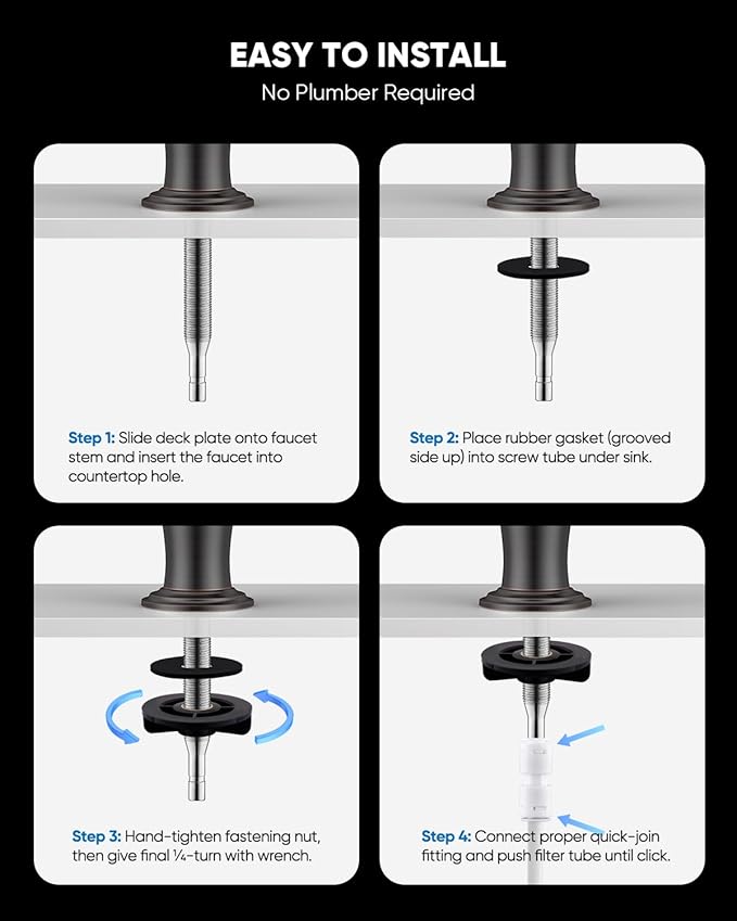 WEWE Vintage Drinking Water Faucet, Lead-Free Stainless Steel Kitchen Water Filter Faucet for Reverse Osmosis System, Non-Air Gap RO Beverage Faucet, Oil Rubbed Bronze