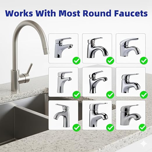 3 Pack Sink Water Filter Faucet, Universal 360 ° Rotating Bathroom Sink Filter, Kitchen Faucet Water Filter Removes Chlorine Fluoride Heavy Metals Hard Water for Home Bathroom Kitchen (Blue)