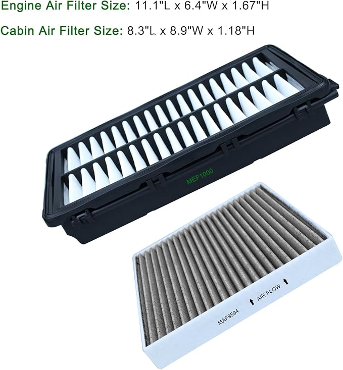 Cabin and Engine Air Filter Set for 2022-25 Tucson, 2023-25 Sportage,2021-25 Santa Fe, 2021-25 Sorento, 2022-25Santa Cruz, 2021-25 K5, Replace 28113L1000, 97133L1000, CF12820, CA12816(Not for Hybrid)