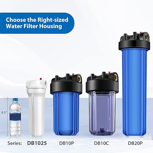SimPure Whole House Water Filter Housing, Inline Water Filter for Home, Universal 10 inch Sediment Filter with 3/4 NPT Inlet and Outlet, Heavy Duty Steel Bracket, 4 Screws, Wrench (Pack of 2)
