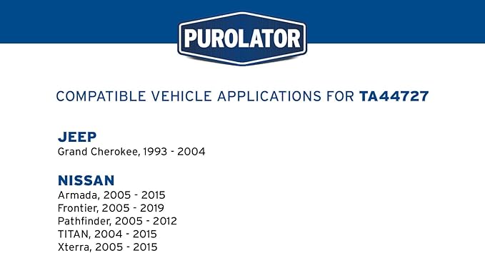 Purolator TA44727 PurolatorTECH Air Filter Compatible With 2005-2019 Nissan Frontier, 2004-2015 TITAN, 2005-2012 Pathfinder, 2005-2015 Xterra, 2005-2015 Armada and 1993-2004 Jeep Grand Cherokee