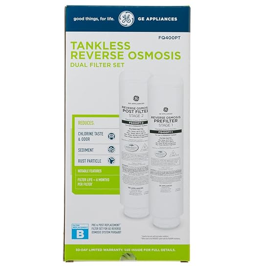 GE Profile Reverse Osmosis Under Sink Pre & Post Replacement Filters, Fits PXRQ400T Filtration System, Reduces Lead, Chlorine & More, Replace Every 6 Months, FQ400PT