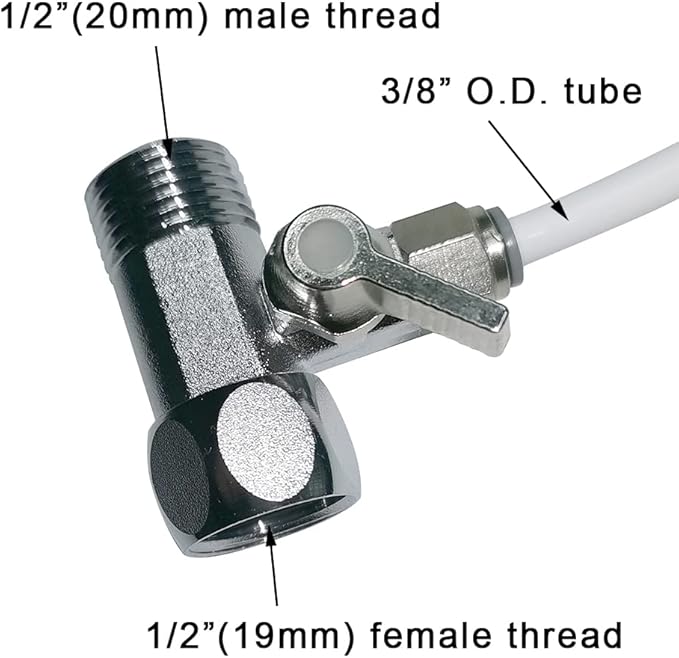Malida 3/8 inch O.D. to 1/2 inch Thread Tube adapterBall Valve Water Faucet Tap Feed Water Filters RO Reverse Osmosis (1, Conjoined,1/2" x 1/2" x 3/8")